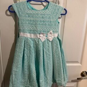 Jona Michelle Aqua Lace Dress with White Bow